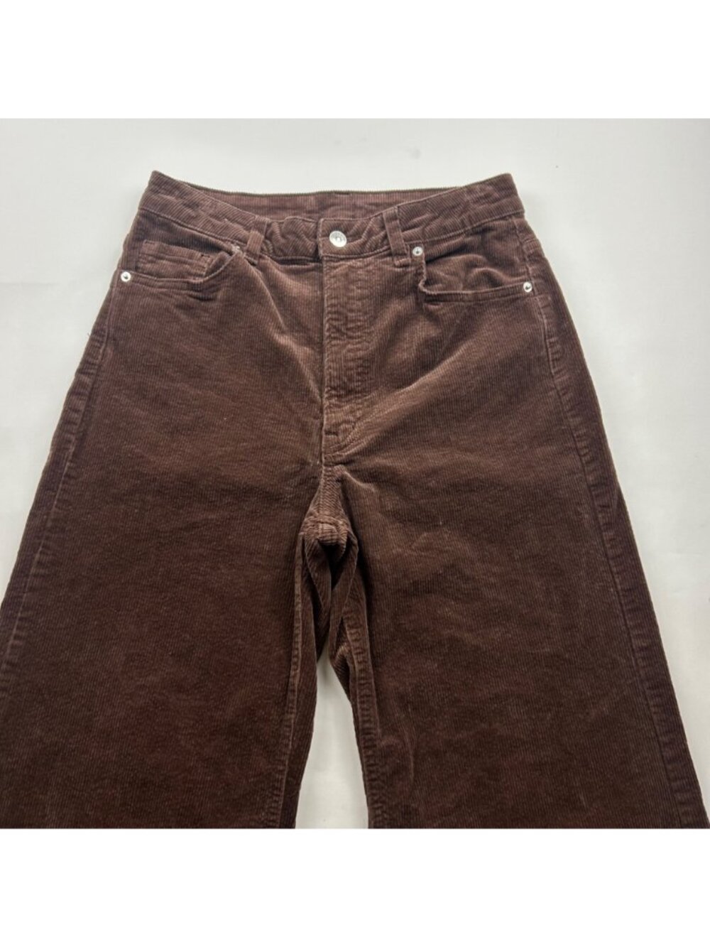 H&M Divided Chocolate Brown Corduroy Wide Leg Pant 8 - Picture 2 of 6
